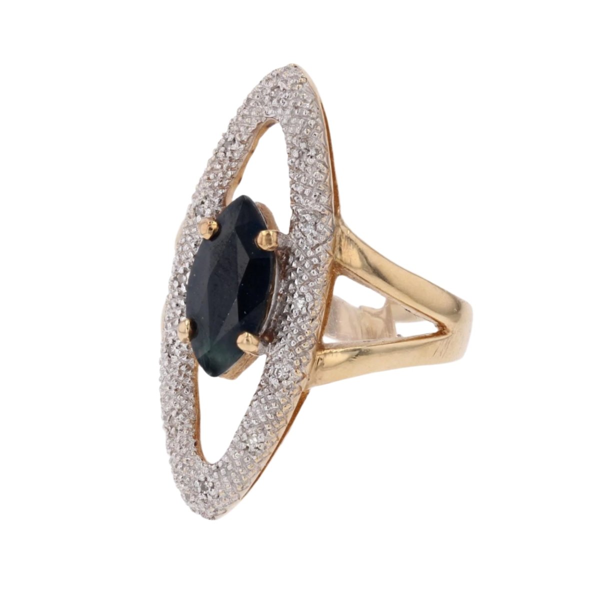 Bague en or jaune, saphir et diamants - Castafiore