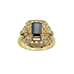 Bague en or jaune, saphir, et diamants - Castafiore