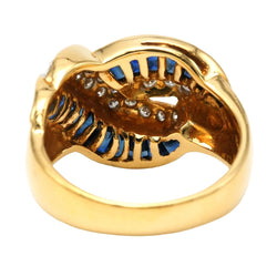 Bague en or jaune, saphirs et diamants - Castafiore