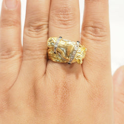 Bague en or jaune, saphirs, et diamants - Castafiore