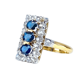 Bague en or jaune, saphirs et diamants - Castafiore