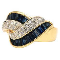 Bague en or jaune, saphirs et diamants - Castafiore