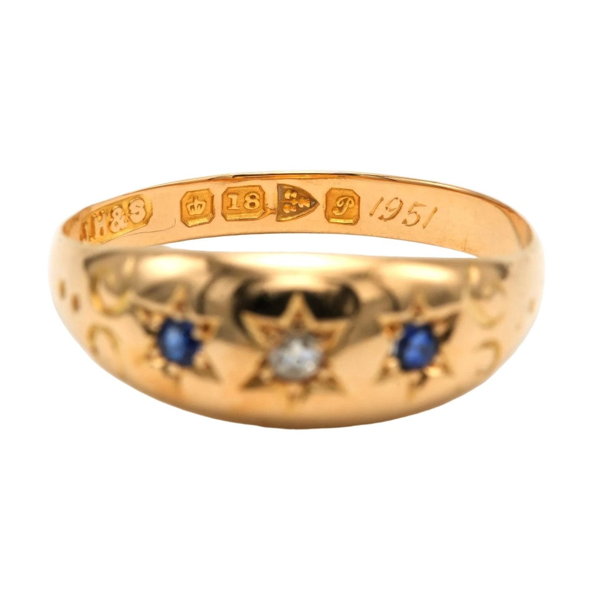 Bague en or jaune, saphirs et diamants - Castafiore