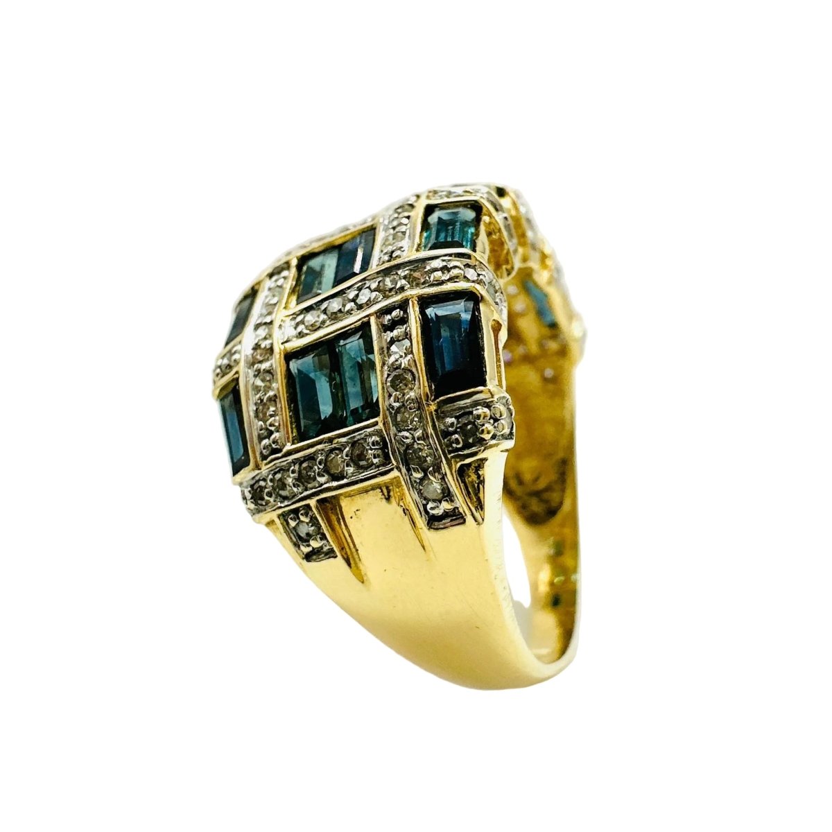 Bague en or jaune, saphirs et diamants - Castafiore