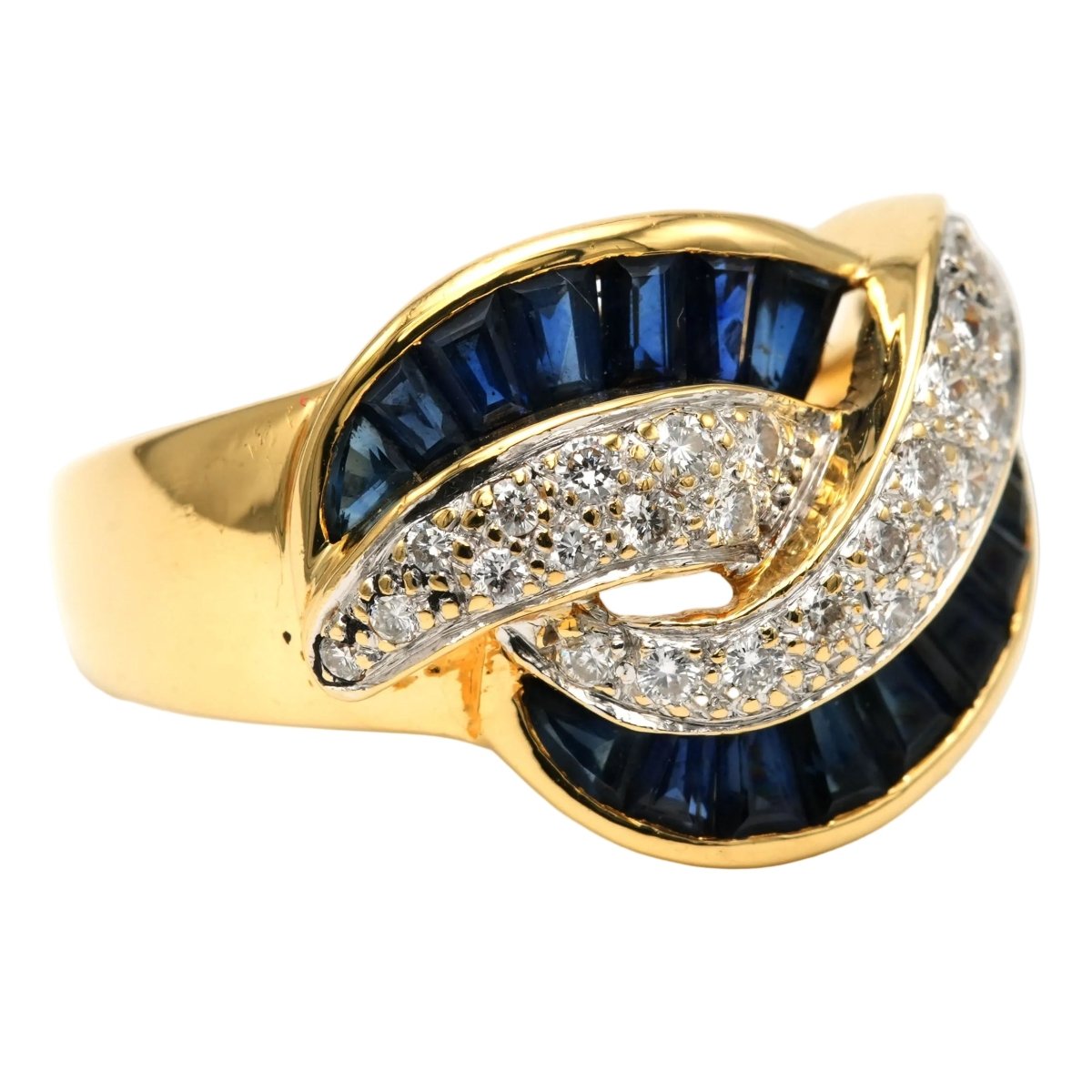 Bague en or jaune, saphirs et diamants - Castafiore