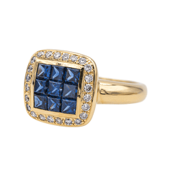 Bague en or jaune, saphirs et diamants - Castafiore