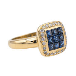 Bague en or jaune, saphirs et diamants - Castafiore