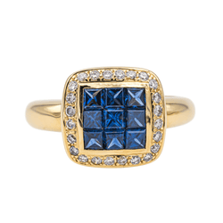 Bague en or jaune, saphirs et diamants - Castafiore
