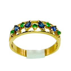 Bague en or jaune, saphirs et émeraudes - Castafiore