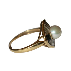 Bague en or jaune, saphirs, perle et diamants - Castafiore