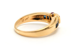 Bague en or jaune, saphirs, rubis et diamants - Castafiore