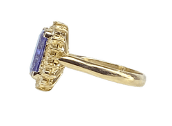 Bague en or jaune, tanzanite et diamants - Castafiore
