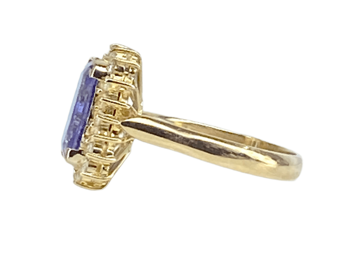 Bague en or jaune, tanzanite et diamants - Castafiore