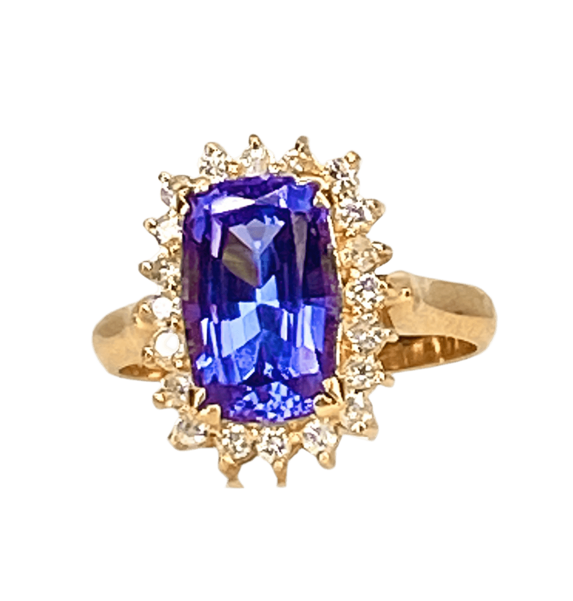 Bague en or jaune, tanzanite et diamants - Castafiore