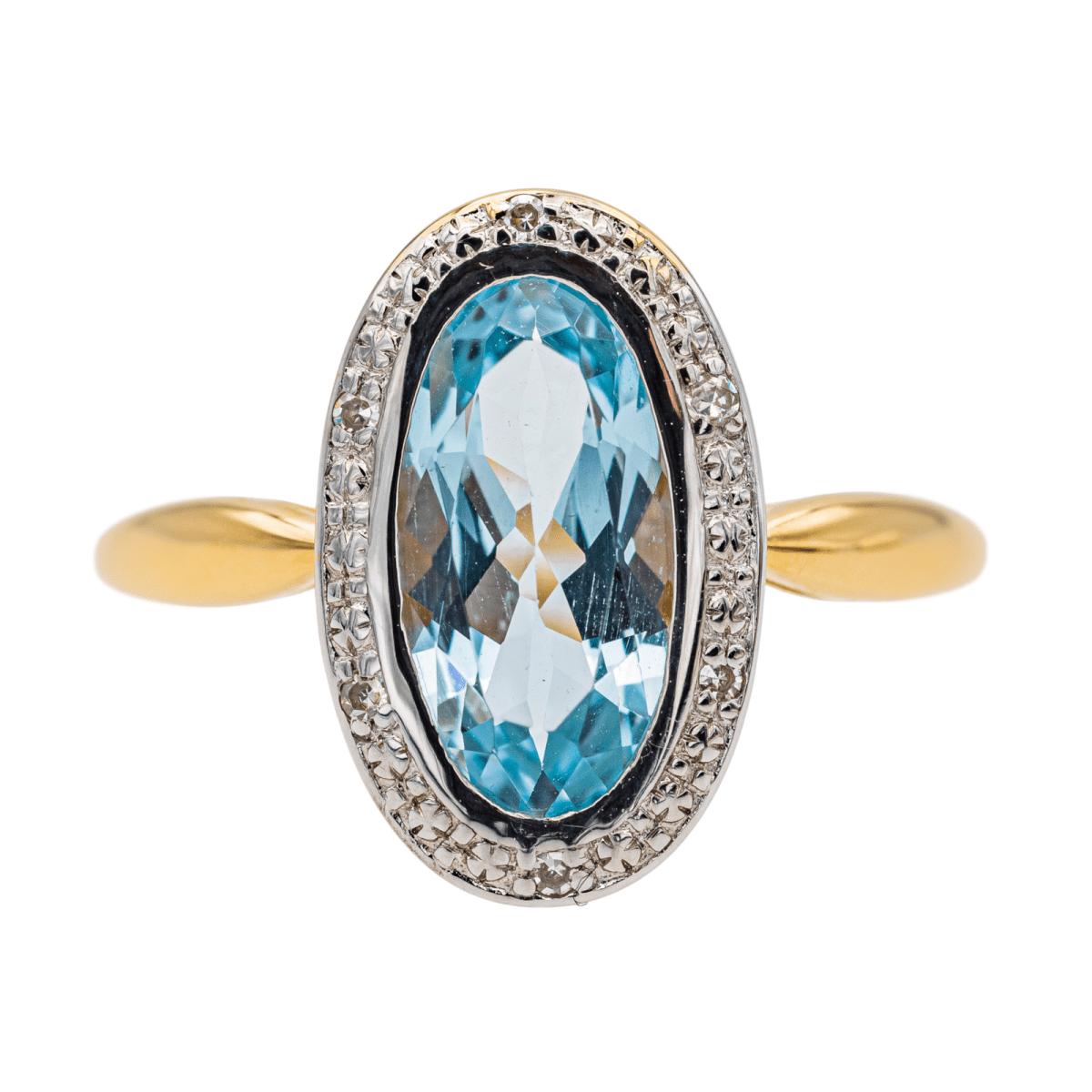 Bague en or jaune, topaze et diamants - Castafiore