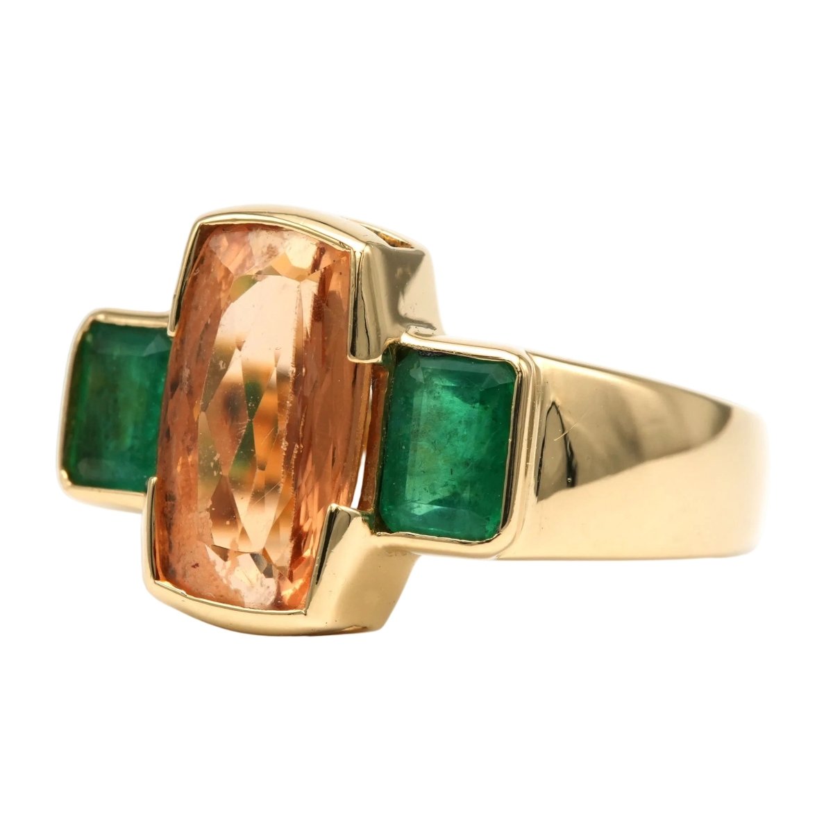 Bague en or jaune, topaze et émeraudes - Castafiore