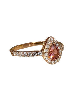 Bague, en or rose 18k, ornée d'une tourmaline et diamants - Castafiore