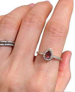 Bague, en or rose 18k, ornée d'une tourmaline et diamants - Castafiore