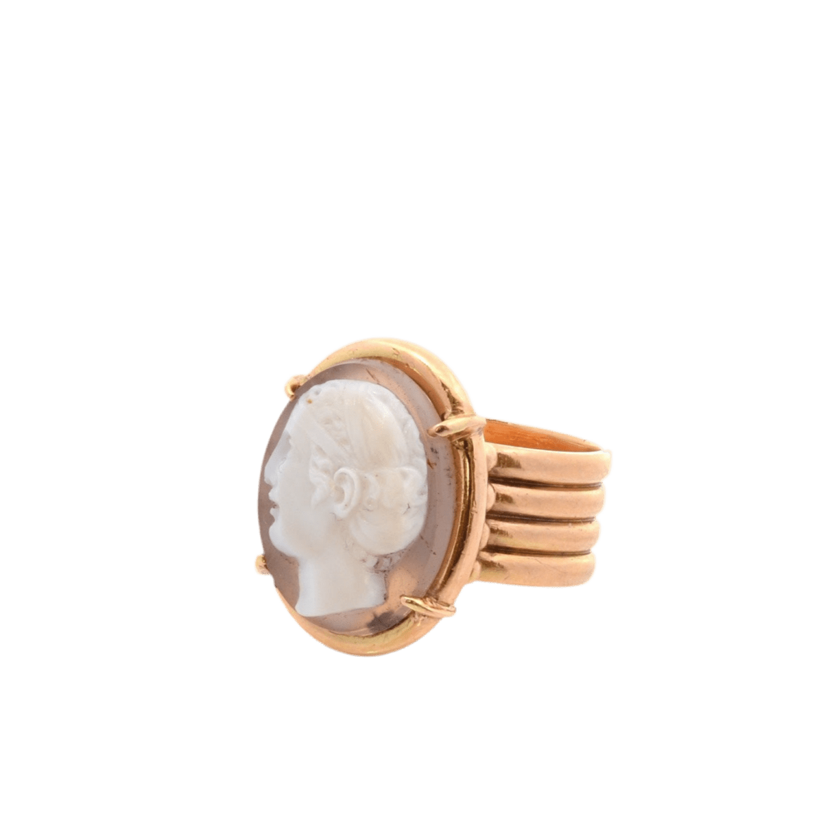 Bague en or rose, camée et agate - Castafiore