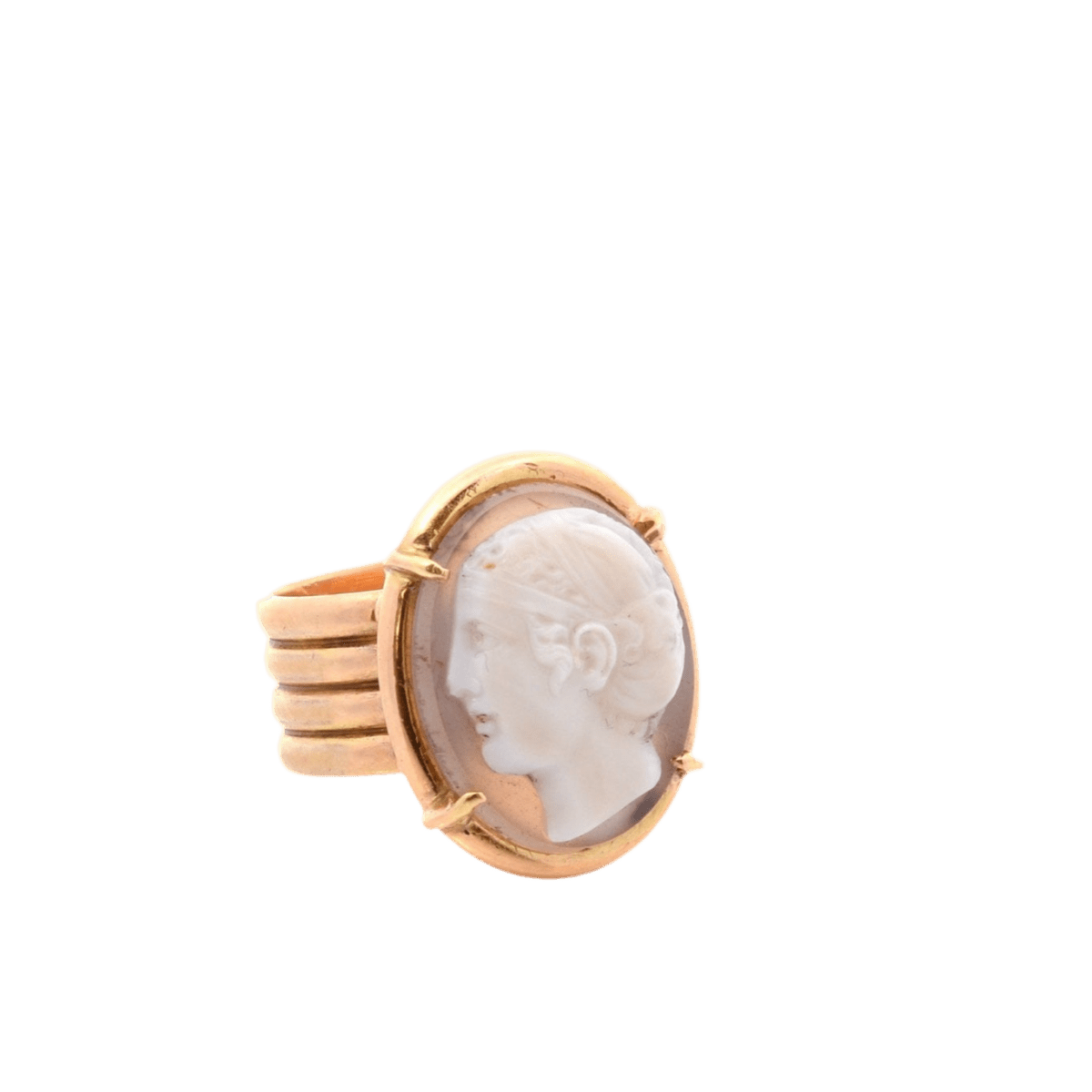 Bague en or rose, camée et agate - Castafiore