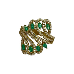 Bague en or rose émeraudes et diamants - Castafiore