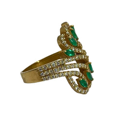 Bague en or rose émeraudes et diamants - Castafiore