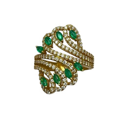 Bague en or rose émeraudes et diamants - Castafiore