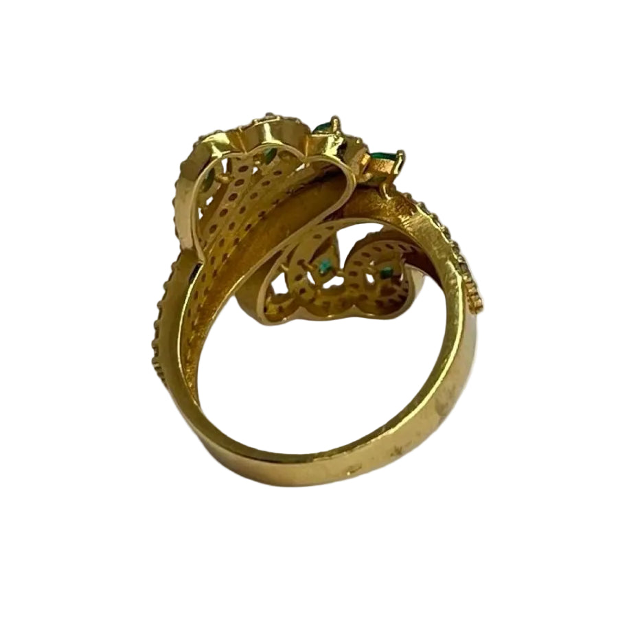 Bague en or rose émeraudes et diamants - Castafiore