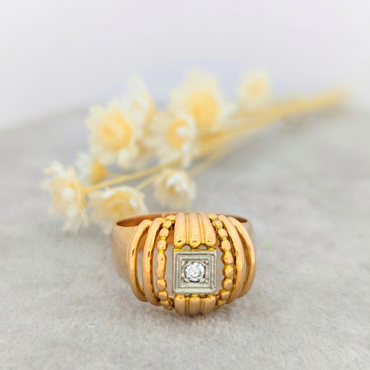 Bague en or rose et diamant - Castafiore