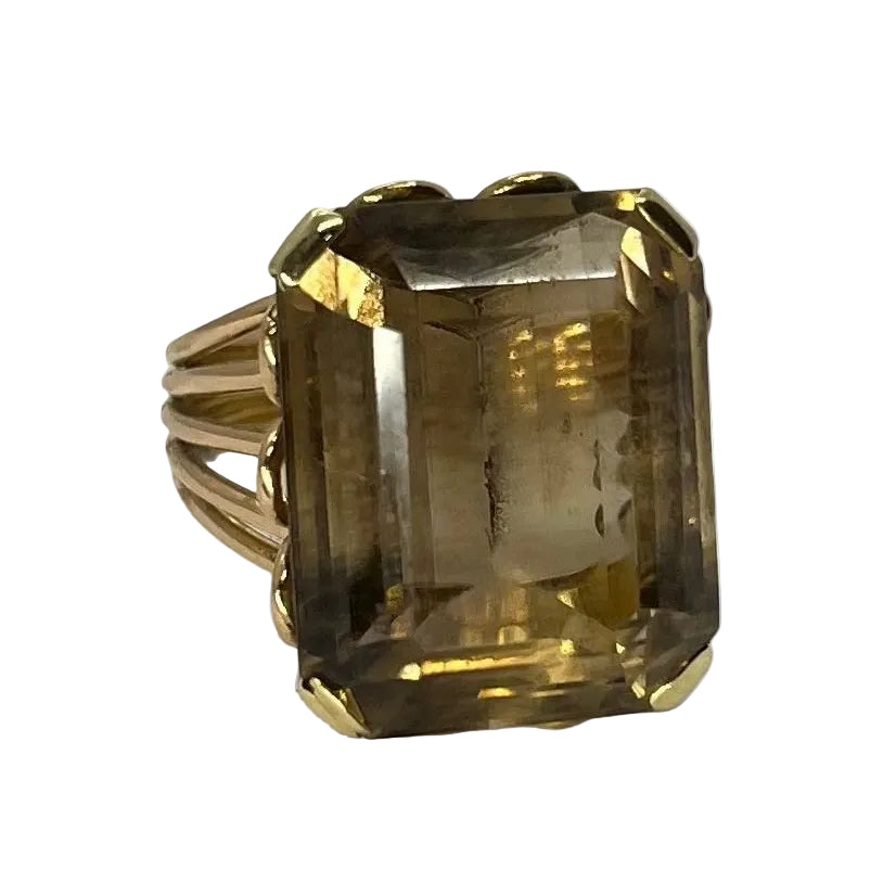 Bague en or rose et quartz fumé - Castafiore