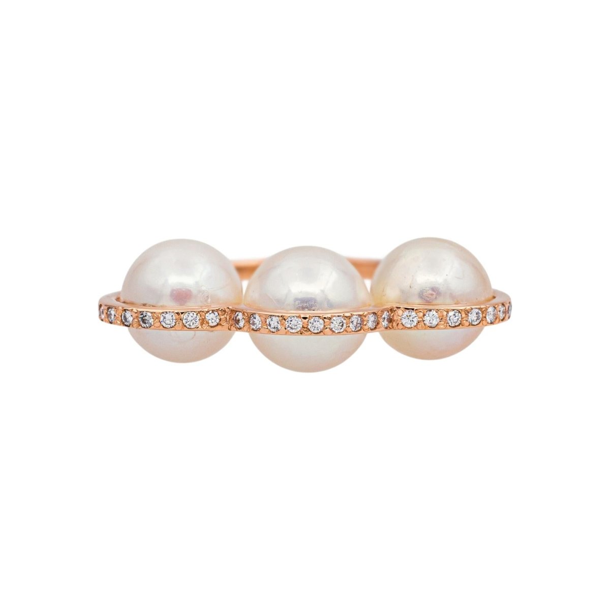 Bague en or rose, perles et diamants - Castafiore