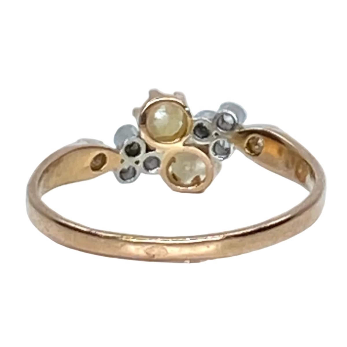 Bague en or rose, perles et diamants - Castafiore