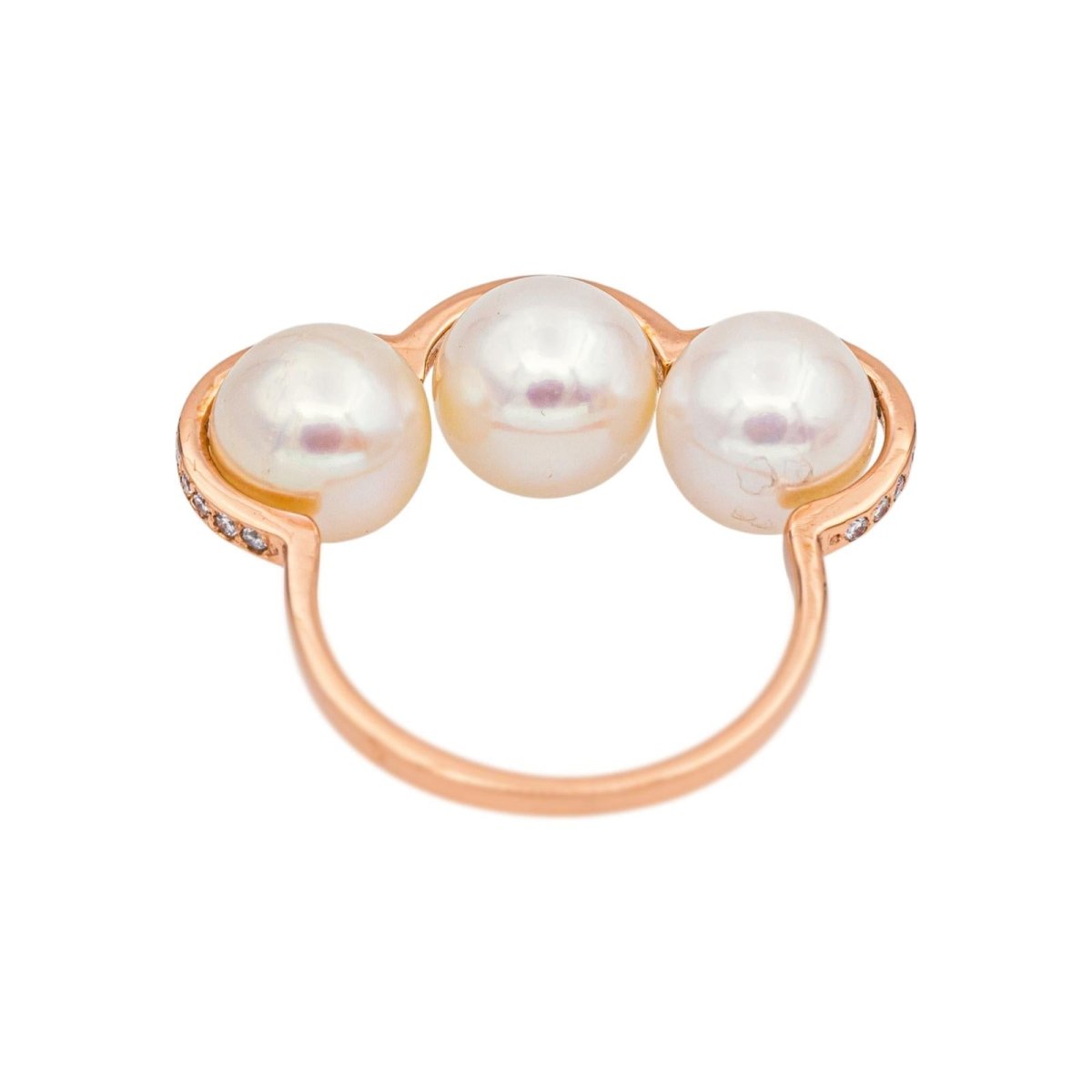 Bague en or rose, perles et diamants - Castafiore