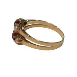 Bague en or rose, perles et grenats - Castafiore