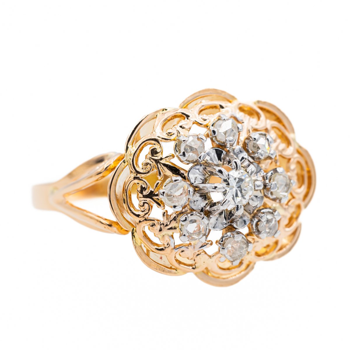 Bague en or rose, platine et diamant - Castafiore