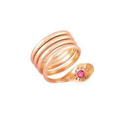 Bague en or rose, rubis et diamants - Castafiore