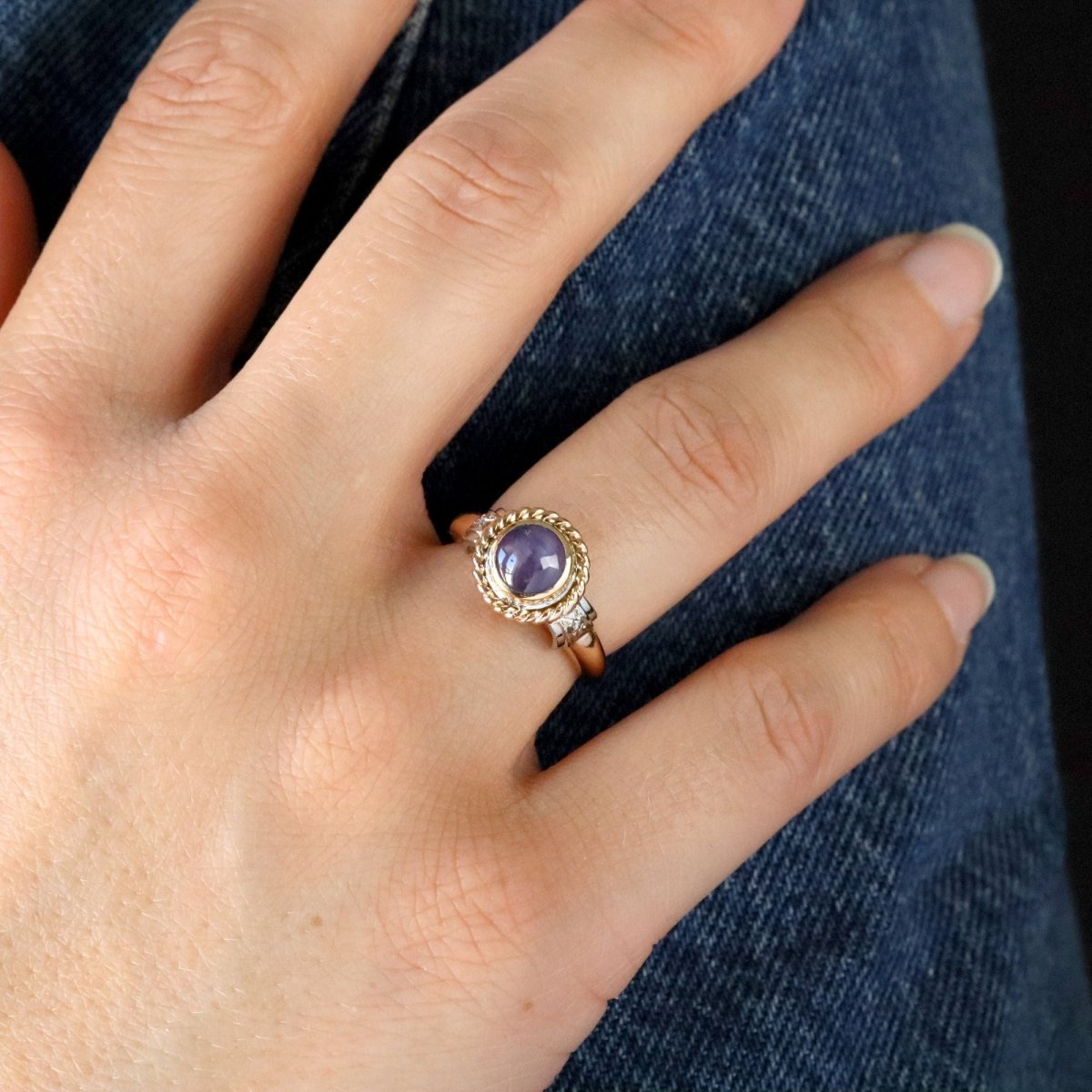 Bague en or rose, saphiret diamants - Castafiore