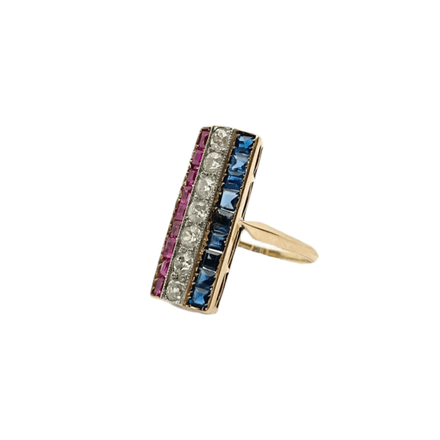 Bague en or rose, saphirs, rubis et diamants - Castafiore