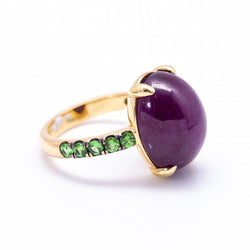 Bague en or rose, tsavorite et rubis - Castafiore