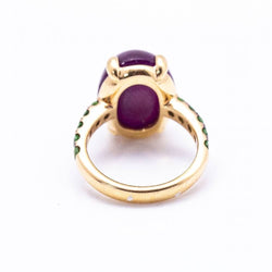 Bague en or rose, tsavorite et rubis - Castafiore