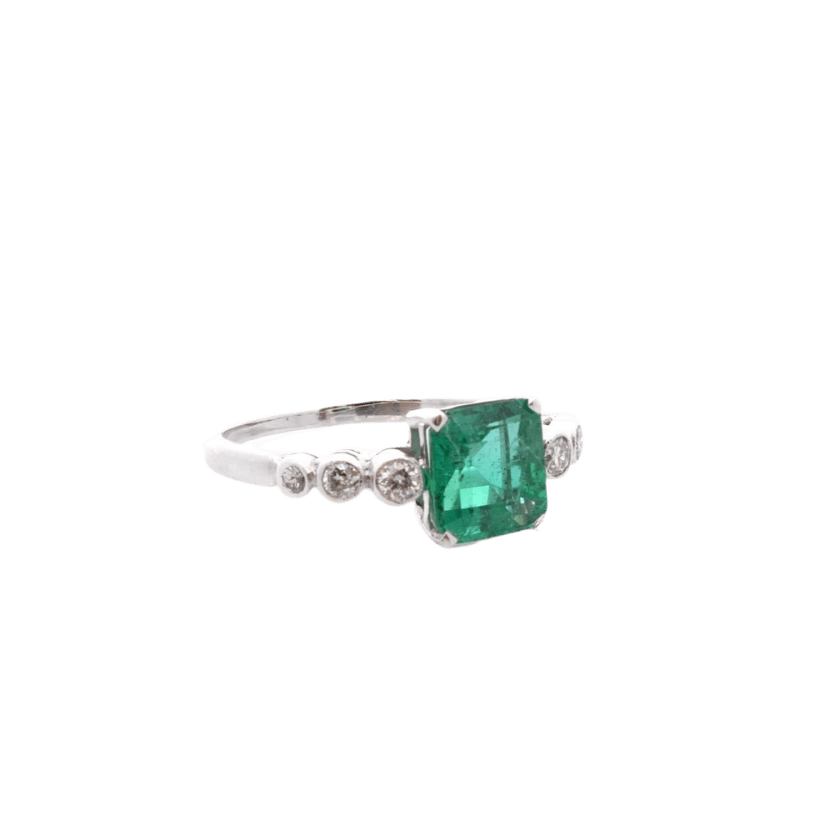 Bague en platine, émeraude et diamants - Castafiore