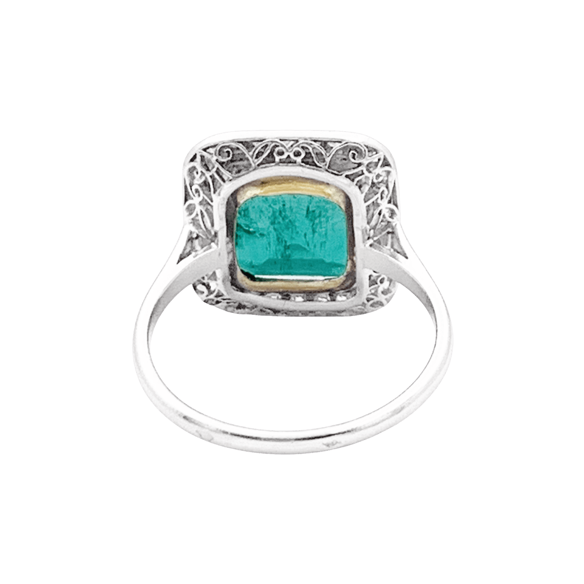 Bague en platine, émeraude et diamants - Castafiore