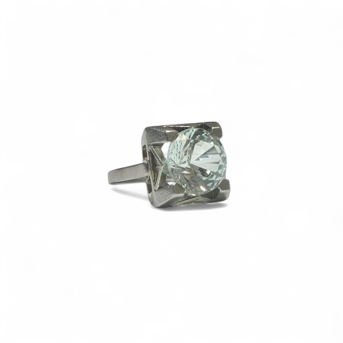 Bague en platine et aigue-marine - Castafiore