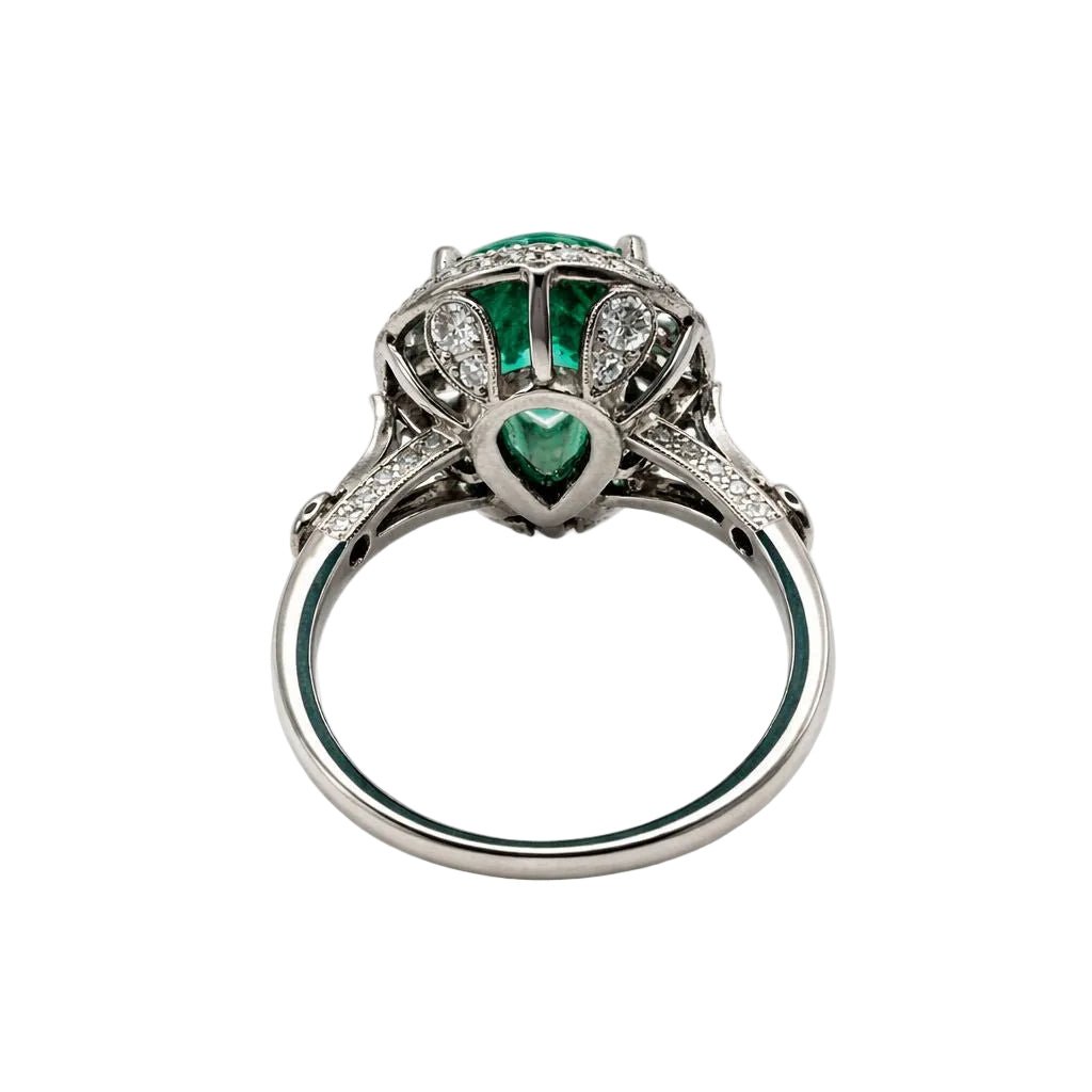 Bague en platine et émeraude - Castafiore