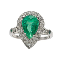 Bague en platine et émeraude - Castafiore