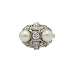 Bague en platine, perles et diamants - Castafiore