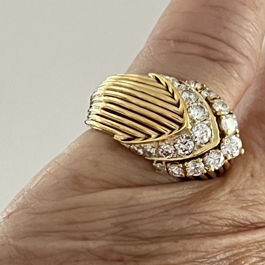 Bague en platine rhodié or jaune diamants - Castafiore