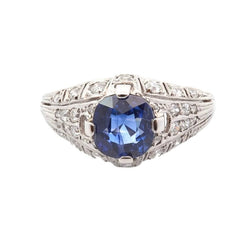 Bague en platine, saphir et diamants - Castafiore