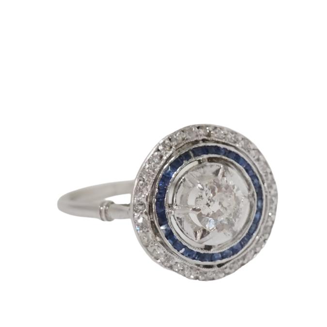 Bague en platine, saphirs et diamants - Castafiore