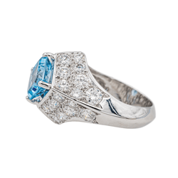 Bague en platine, topaze et diamants - Castafiore